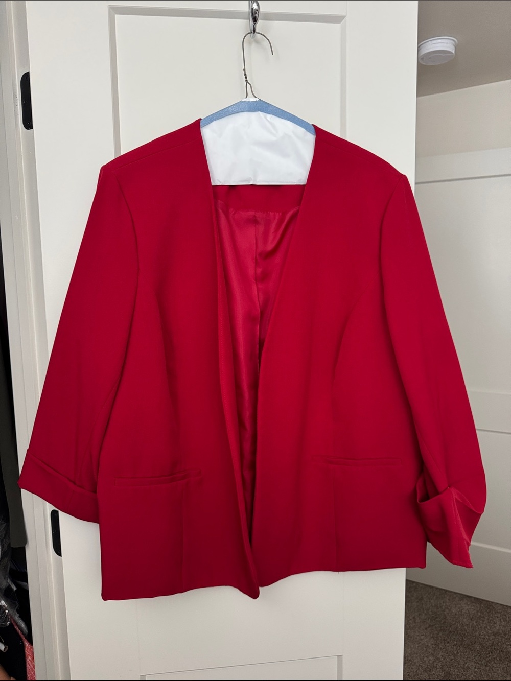 Kasper Open-Front Red Blazer